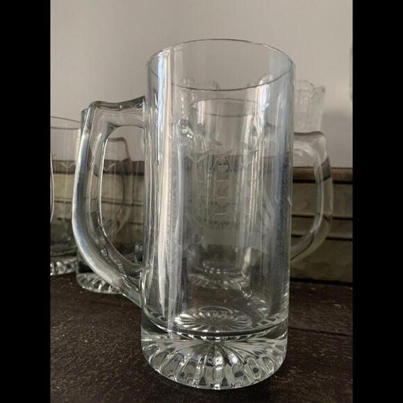 6 Javit Clipper Heritage Etched Nautical Ships Crystal Mugs USA 412C - Picture 5 of 5